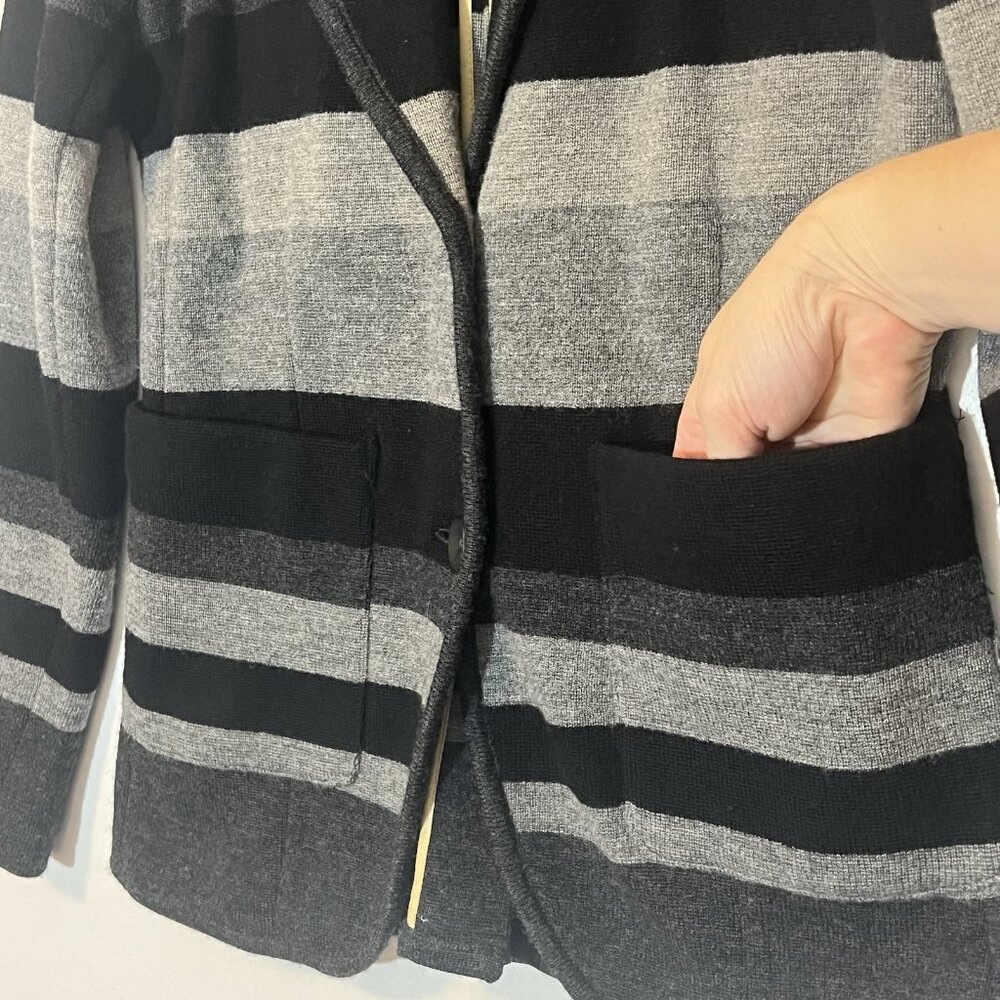 rag & bone Women’s 100% Wool Blazer Medium Size Striped Gray Black Knit Sweater - Picture 7 of 12